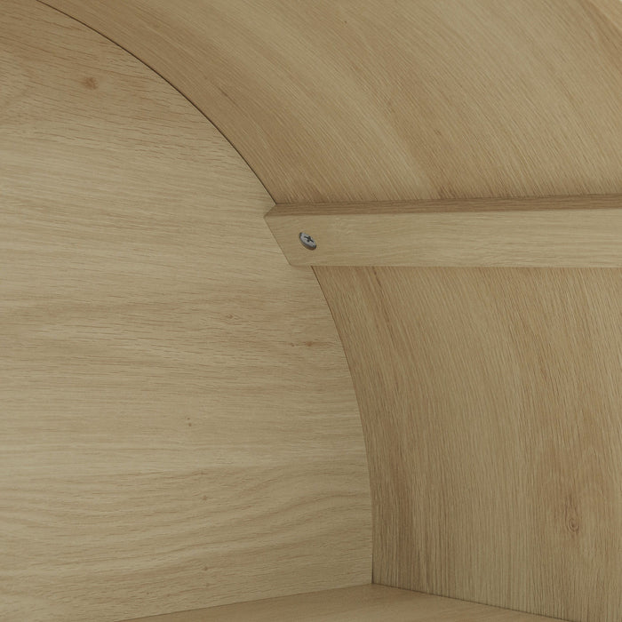 Tall Arched Kitchen Pantry, Arched Storage Display Cabinet With 2 Drawers & Adjustable Shelves, Rattan Door Versatile Storage Cabinet For Kitchen, Dining Room, Living Room - Natural