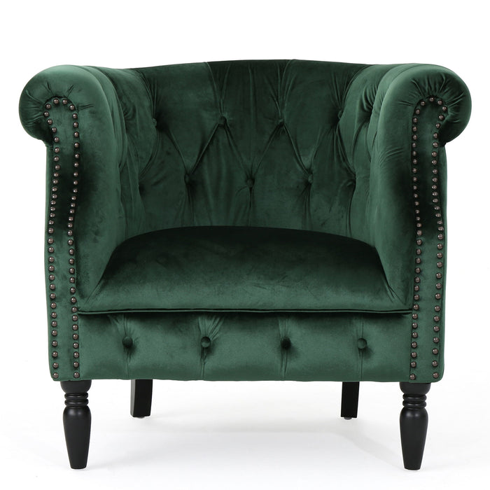 Celestialis - Upholstered Club Chair With Tub Design And Rolled Recessed Armrests