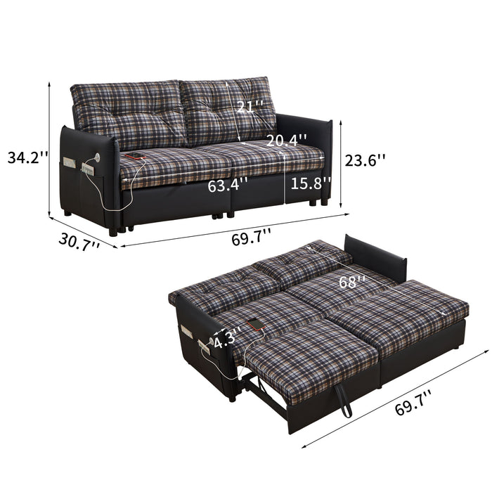 Sleeper Sofa, Expandable Sectional With Ottoman For Living Room
