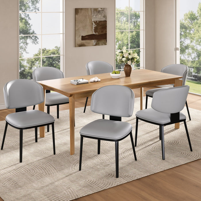 7 Pieces Contemporary Dining Set With Faux Leather Chairs