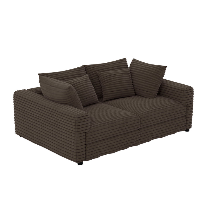Plush Corduroy 4 Seat Sofa, Modern Comfy Upholstered Sofa Cloud Couch, Deep Seat Couches With Soft Pillows
