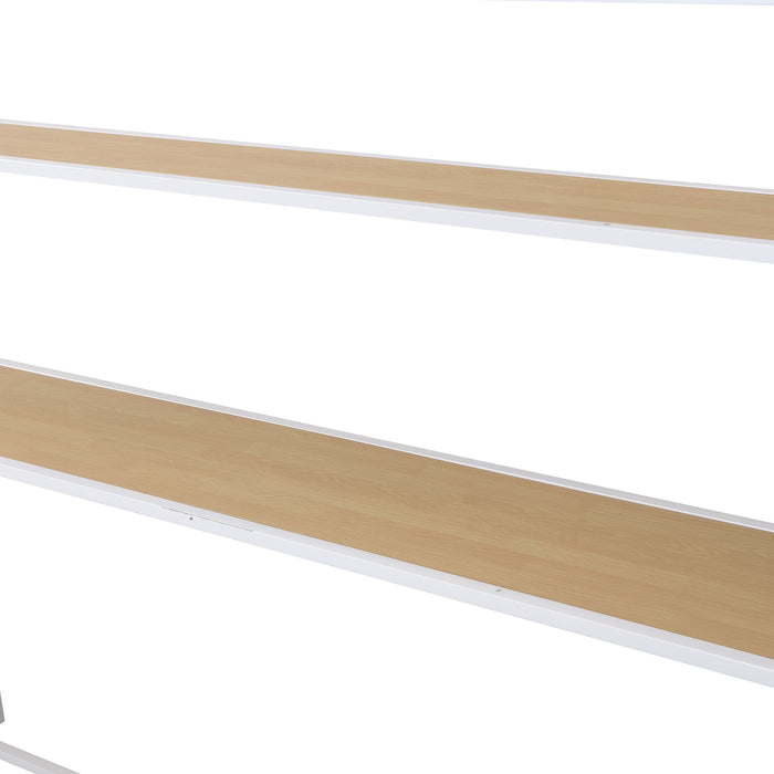 Twin Size Loft Bed With Built In Desk, Staircase Storage & 4 Tier Shelves - White