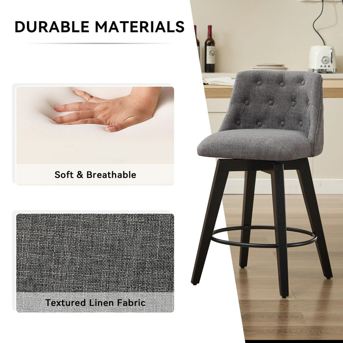 Swivel Bar Stools & Button Tufted Back (Set of 2)