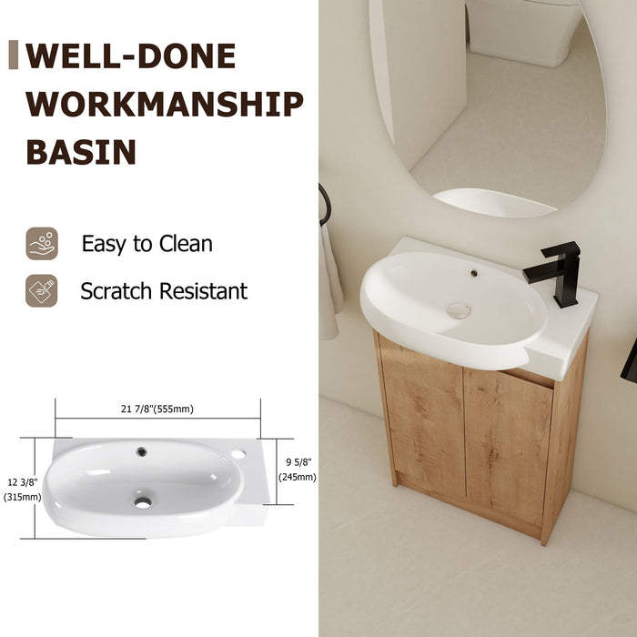 Freestanding Bathroom Vanity With Sink And Storage Rack, Soft Close Doors Base With Basin