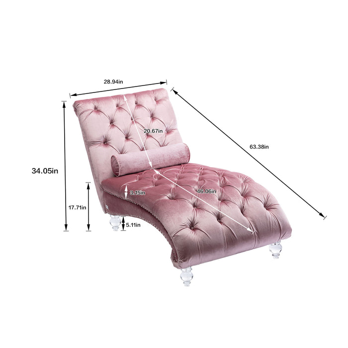 Velvet Chaise Lounge Indoor, Button Tufted Upholstered Chaise Lounge Chair With Pillow