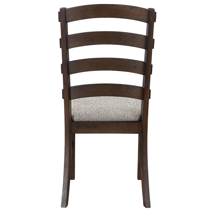 Pascaline - Side Chair Set of 2) - Gray Fabric, Rustic Brown & Oak
