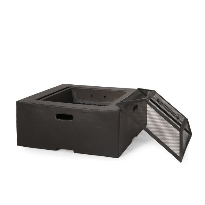 Outdoor Square Mgo Wood Burning Fire Pit - Dark Gray