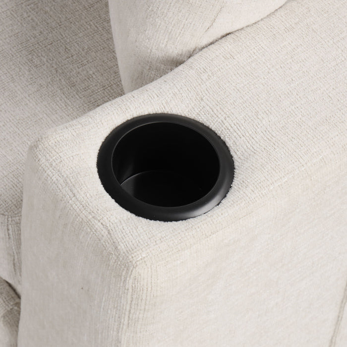 2 Seater Loveseat Sofa With Pull Out Bed, USB Charging, Dual Cup Holders - Beige