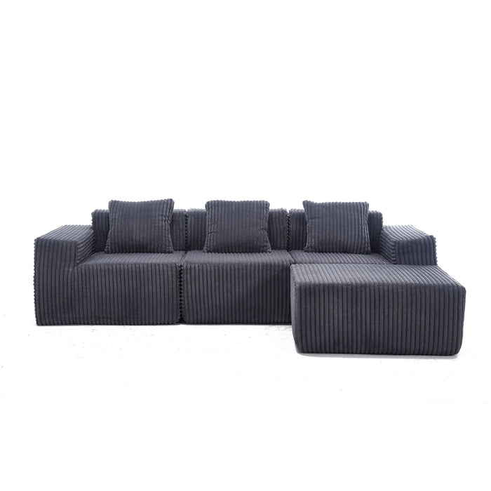L - Shape Modern Minimalist Modular Sectional Sofa, Upholstered Cloud Couch With Deep Seats