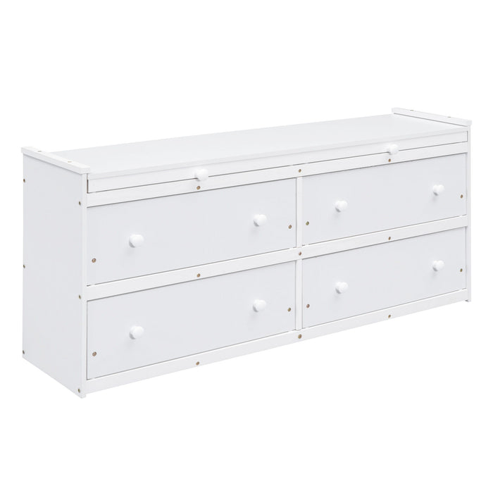 Loft Bed With Retractable Writing Desk And 4 Drawers, With Lateral Portable Desk And Shelves