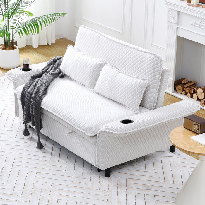 Modern Fabric Multi-Functional Sofa Bed With Adjustable Armrests And Backrests
