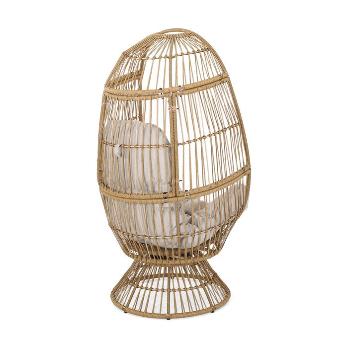 Patio Swivel Basket Egg Chair With Cushion