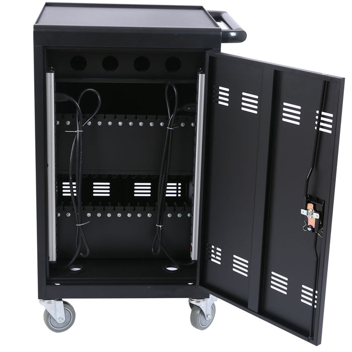 Mobile Charging Cart And Cabinet For Tablets Laptops 35 Device - Matt Black