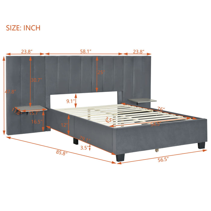 Upholstered Platform Bed With Big Headboard