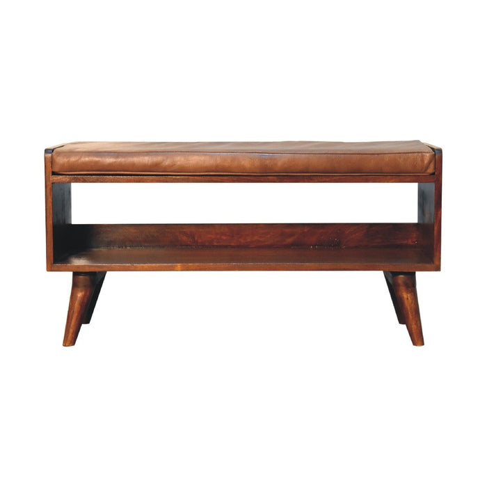 Solid Wood Bench With Upholstered Sea