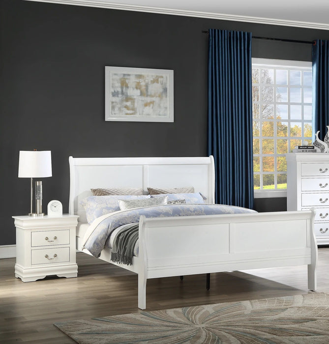 Queen Size Bed White Louis Phillipe Solid Wood Bed Bedroom Sleigh Bed Bedroom Furniture