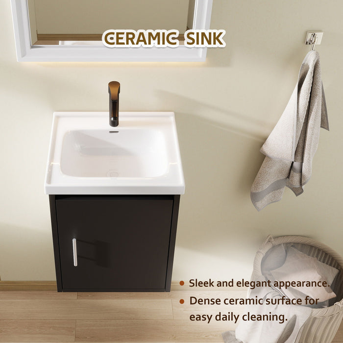 Floating Bathroom Vanity Combo, Wall Mounted Cabinet With Sink & Soft Close Doors For Small Bathrooms