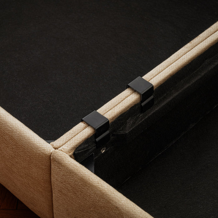 Contemporary Elegant White Chenille Sofa With Storage And Ottoman