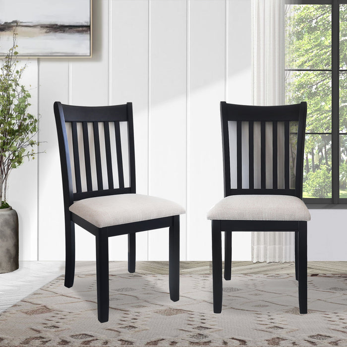 Modern Dining Chair, Wooden Back, Cushion Seats (Set of 2)