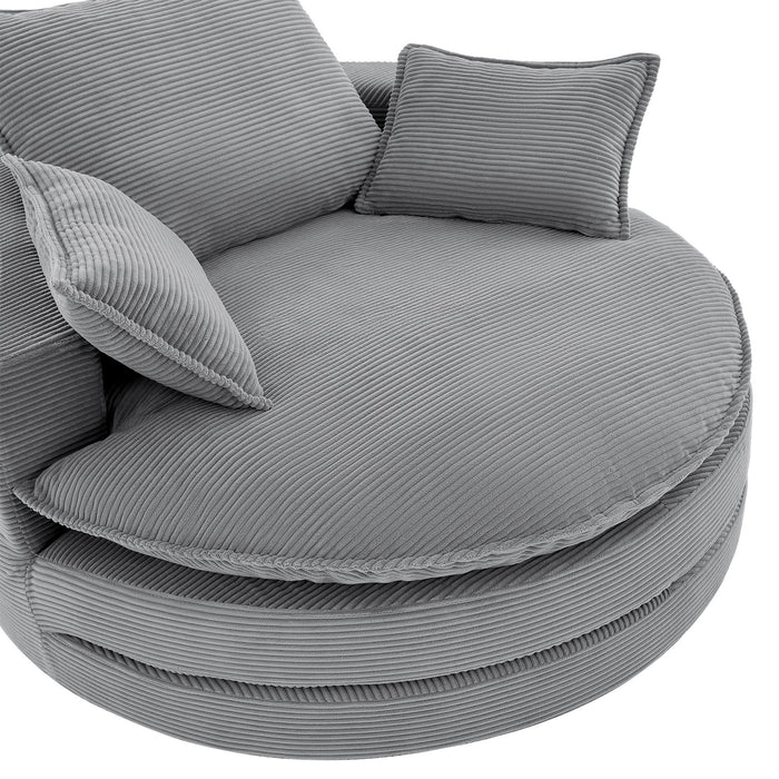 360° Swivel Accent Barrel Chair With Dual Layer Cushion And 3 Removable Pillows