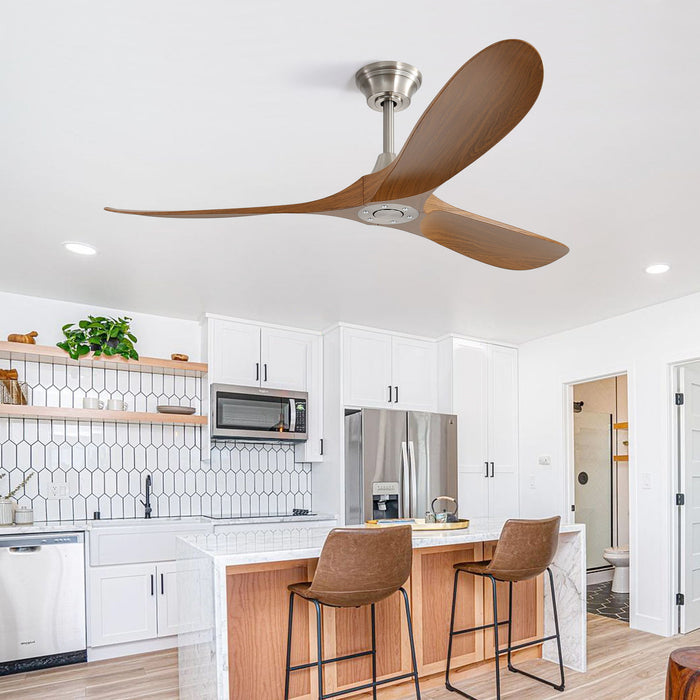 60" Outdoor Ceiling Fan Without Light With Smart App Control - Brushed Nickel
