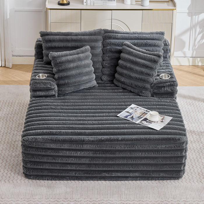 Oversized Chaise Lounge Chair Indoor With Pillows For Living Room