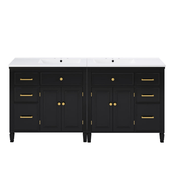 2 Piece Freestanding Bathroom Vanity Set With Sink Top, Reversible Dual Layout
