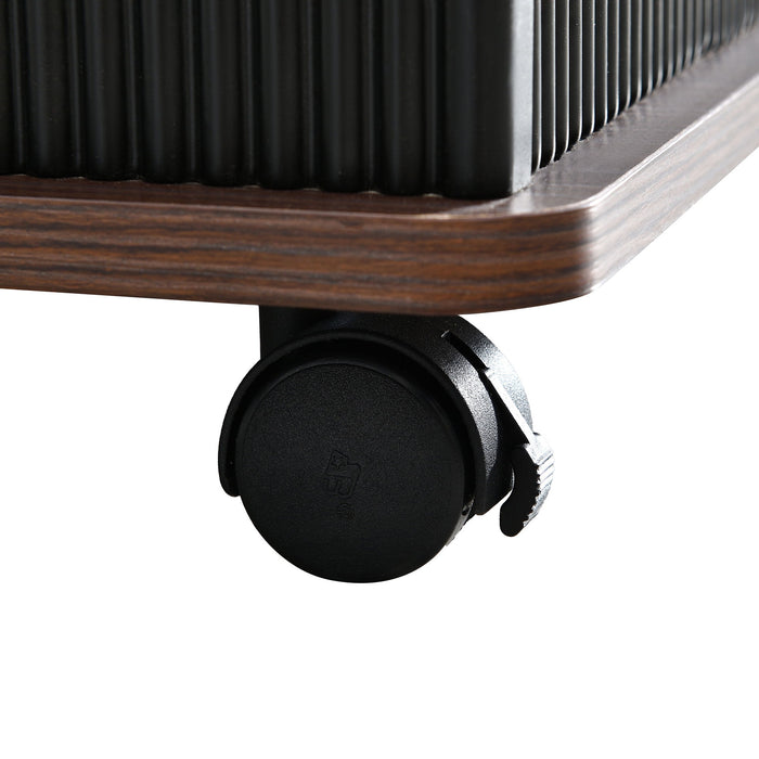 Adjustable End Table With Wheels, 360°Rotating Top And Storage Space