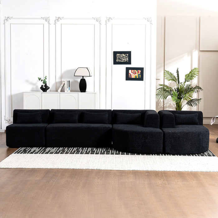 Upholstered Sofa Free Combined Sofa Couch With 2 Chaise Lounge And Five Back Pillows For Living Room