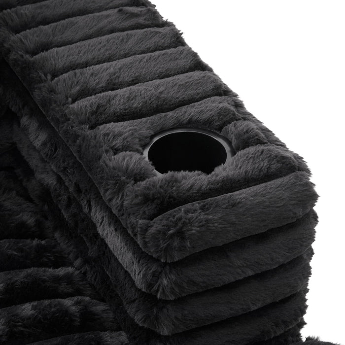 Plush Oversized Double Chaise Lounge Sofa Bed With USB Ports And Cup Holders