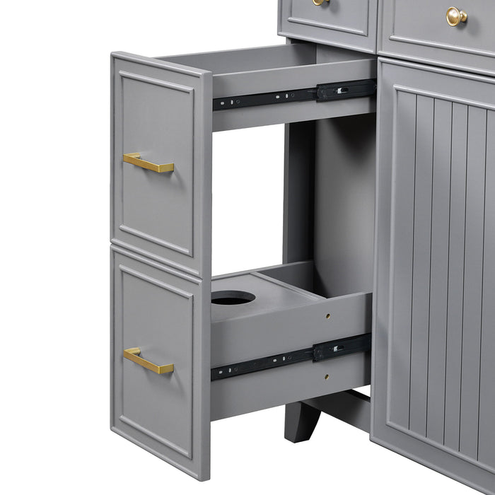 Bathroom Vanity With Ceramic Sink, Soft Close Doors, Adjustable Shelves