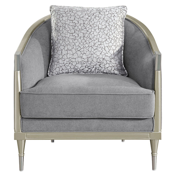 Fernando - Chair With Pillow - Gray Chenille & Champagne