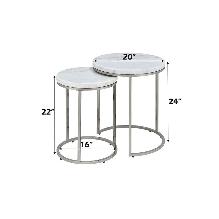 Zaidee - Nesting Table Set - Marble Top & Nickel