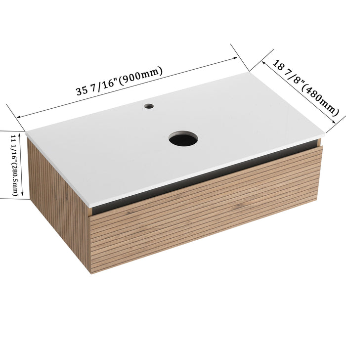 Wall Mounted Bathroom Vanity & 1 Soft Close Drawer (Excluding Sink)