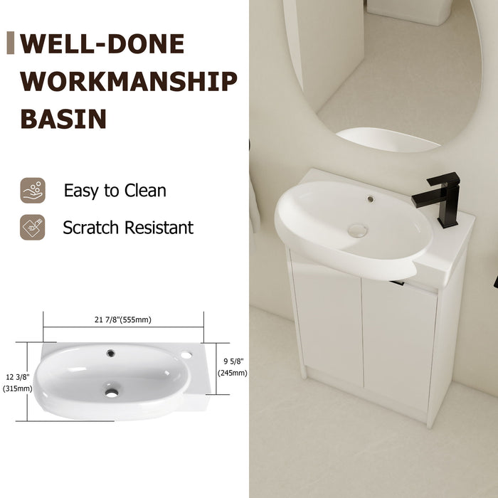 Freestanding Bathroom Vanity With Sink And Storage Rack, Soft Close Doors Base With Basin