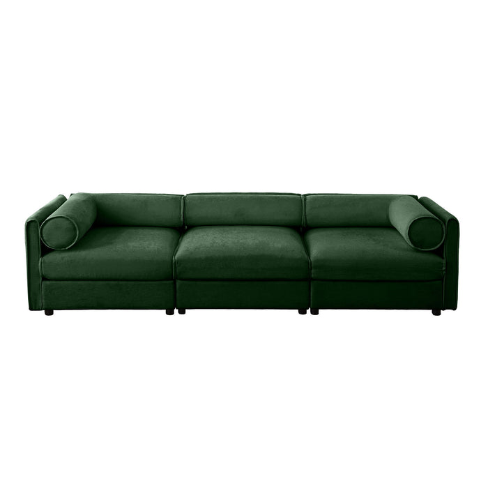 Stylish Chenille Sofa With Storage Seat And Cylindrical Backrest