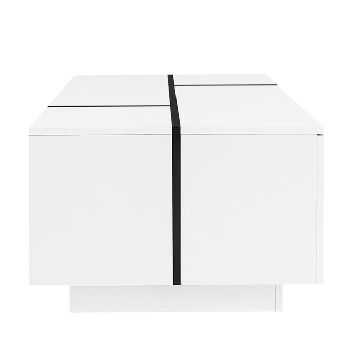 Extendable Coffee Table With 2 Hidden Storage Space And 2 Drawers For Living Room