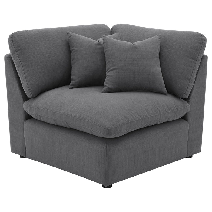 6 Piece Upholstered Modular Sectional Sofa With Reversible Cushions And Ottoman - Charcoal