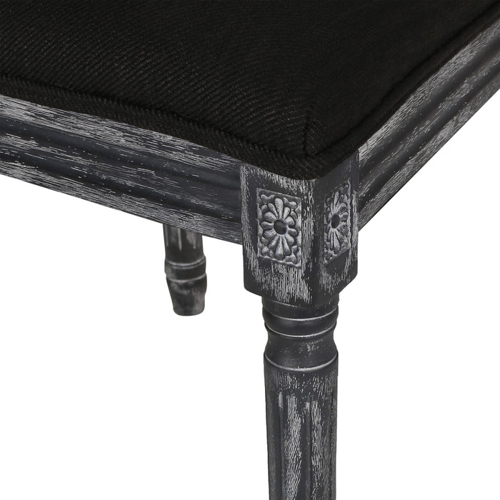 French Country Dining Chair With Rectangular Cane Backrest And Smooth Upholstered Seating