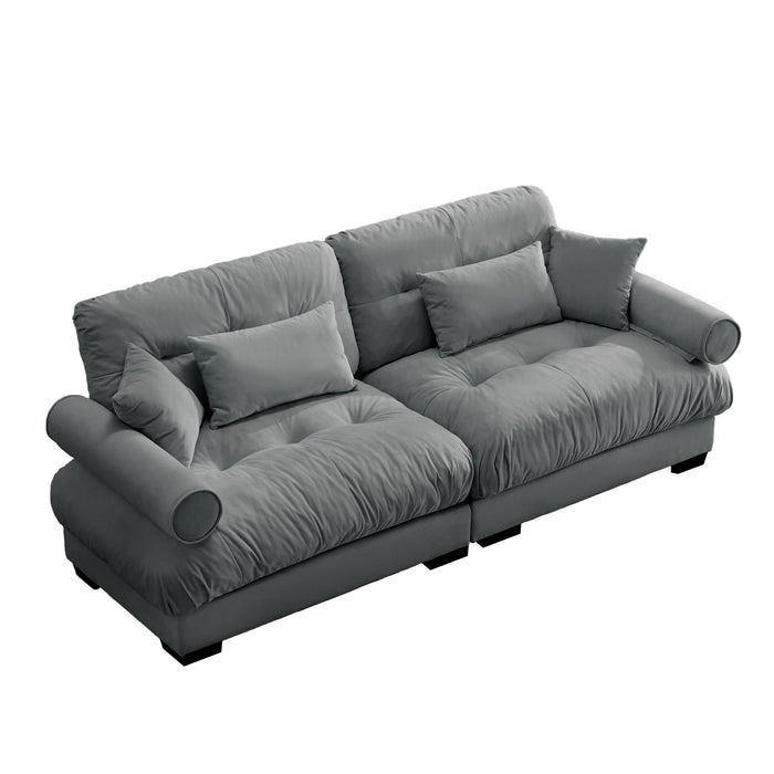 Modern Oversize Sofa With Cloud Like Comfort, Featuring Waist And Throw Pillows