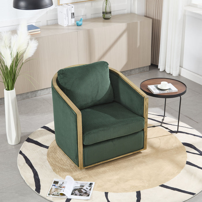 Corduroy Barrel Chair, 360 Degree Swivel