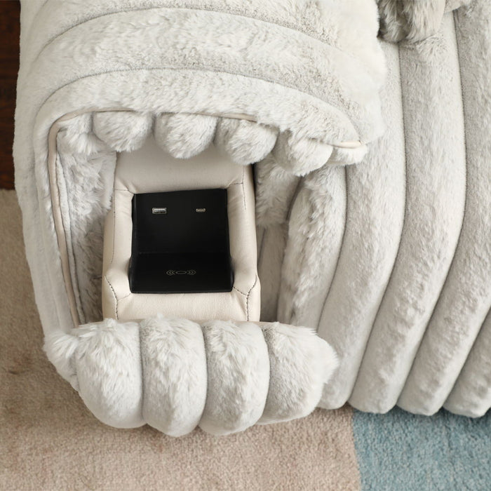 Jaya - Power Motion Sofa With Sleeper & USB Port - Mondo Gray Corduroy