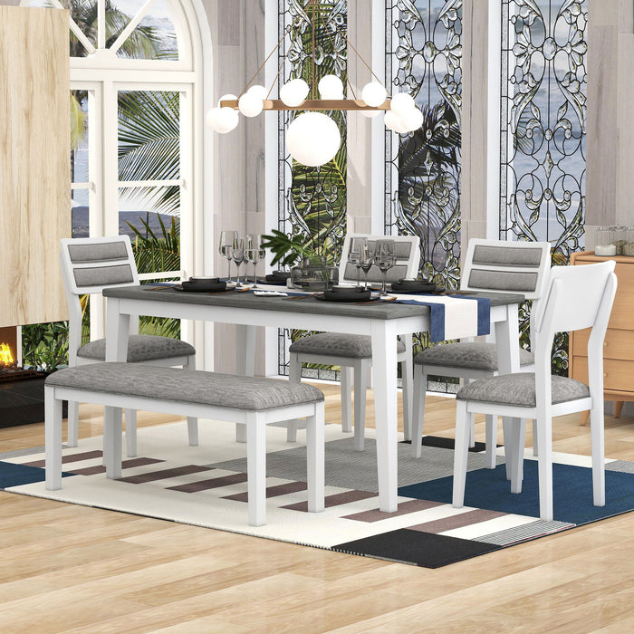 6 Piece Dining Set, Upholstered Chairs And Bench