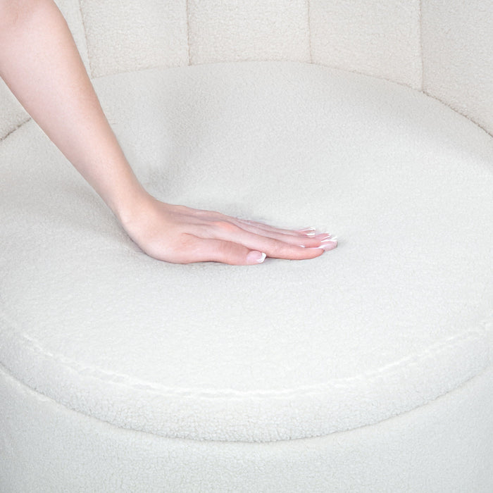 Modern 360 Degree Swivel Back Sofa Chair With Storage Space Boucle, Perfect For Bedroom And Living Room - Beige