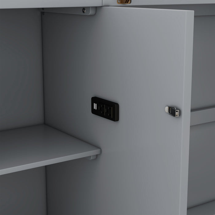 Murphy Bed With Shelves, Drawers And USB Ports