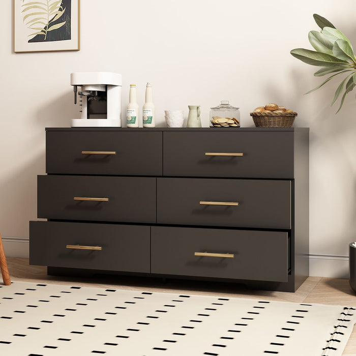 Large 6 Drawers Chest Of Drawer Dressers Table With Handle