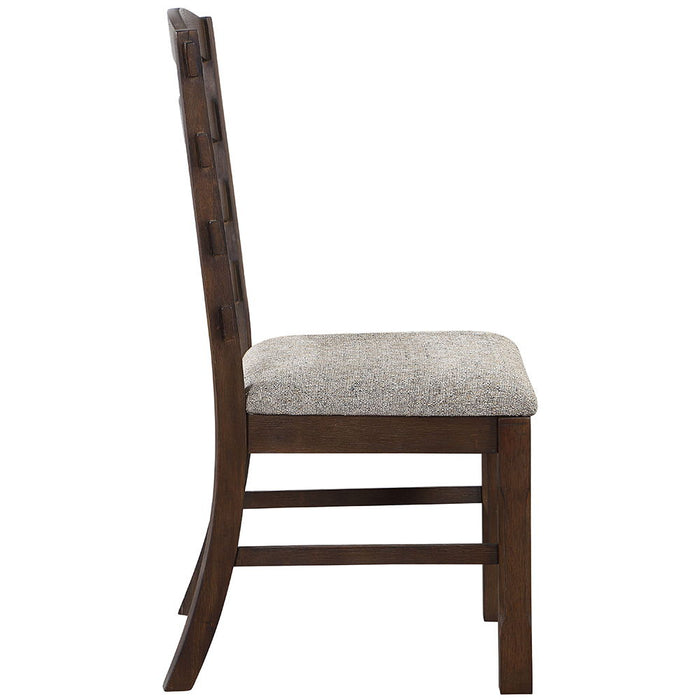 Pascaline - Side Chair Set of 2) - Gray Fabric, Rustic Brown & Oak