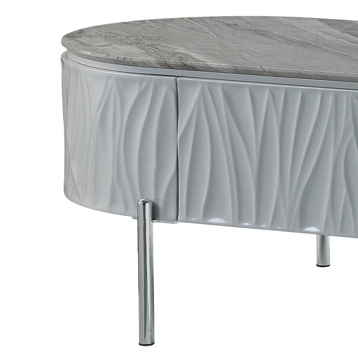 Yukino - Coffee Table - Gray High Gloss & Chrome