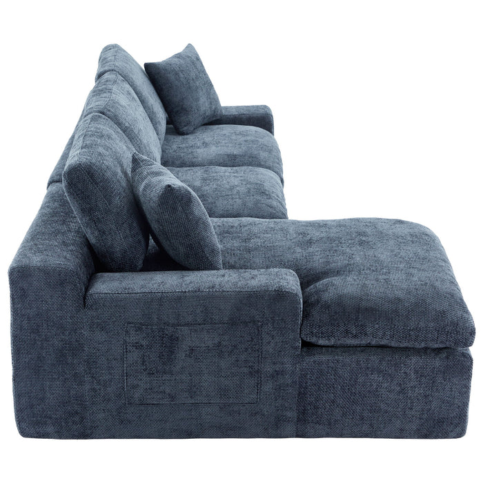 Cloud Sectional Sofa With Double Layer Cushion And Side Pockets, Free-Combined