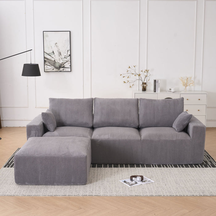 Modular Sectional Sofa With Ottoman, USB And Type C Charger, Petal Armrest Design